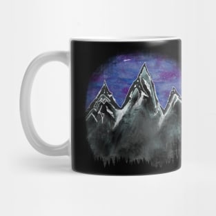 Tetons with purple sky full of stars purple mountain majesty Mug